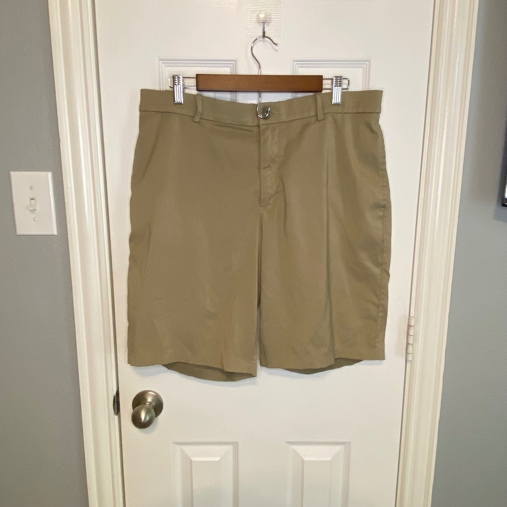 Nike Golf Dri-FIT Shorts Mens 36 Khaki Tan Flat Front Casual Preppy